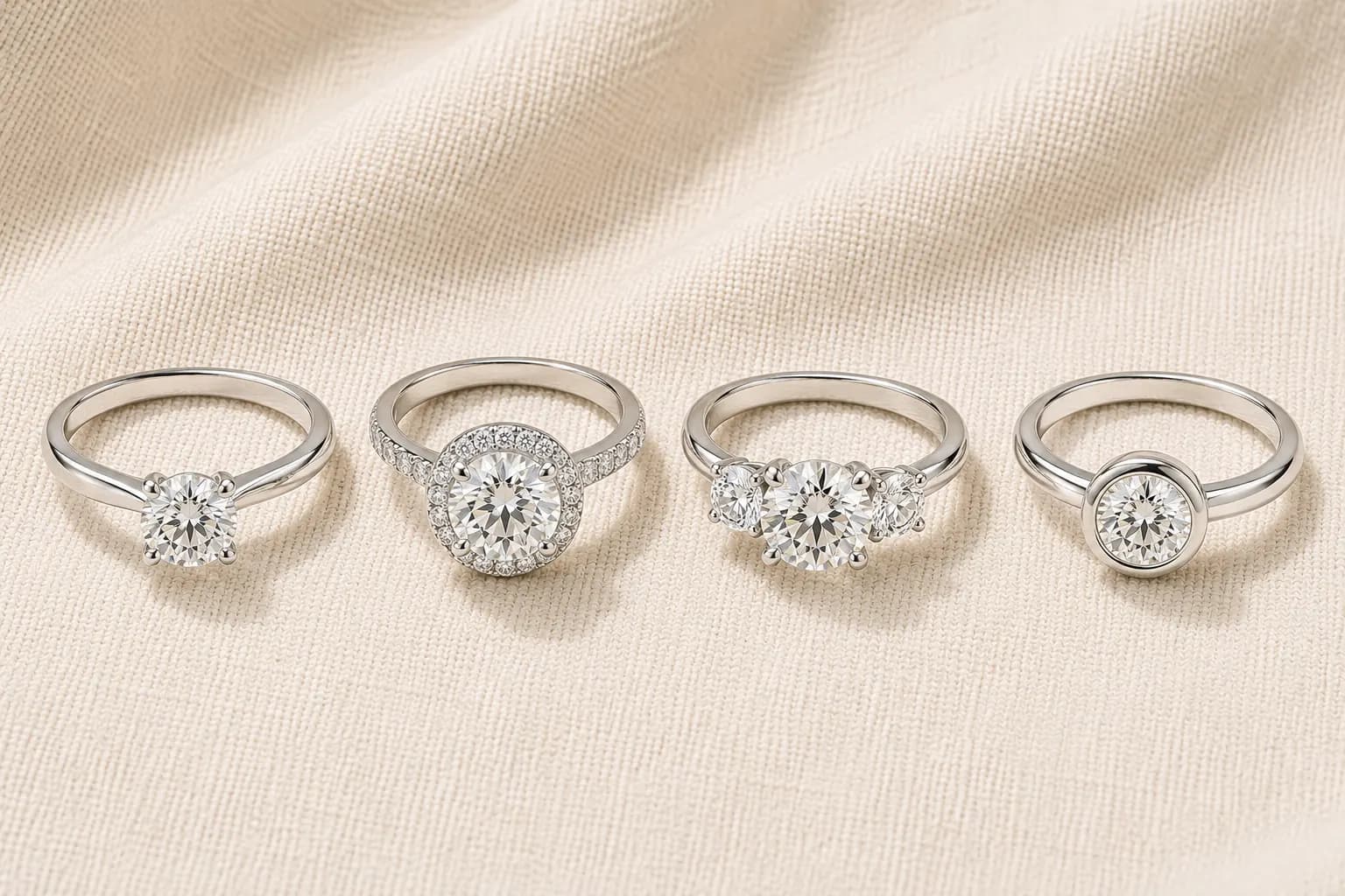 Loose diamond setting options solitaire halo three stone bezel at ATL Luxury Jewelry Atlanta