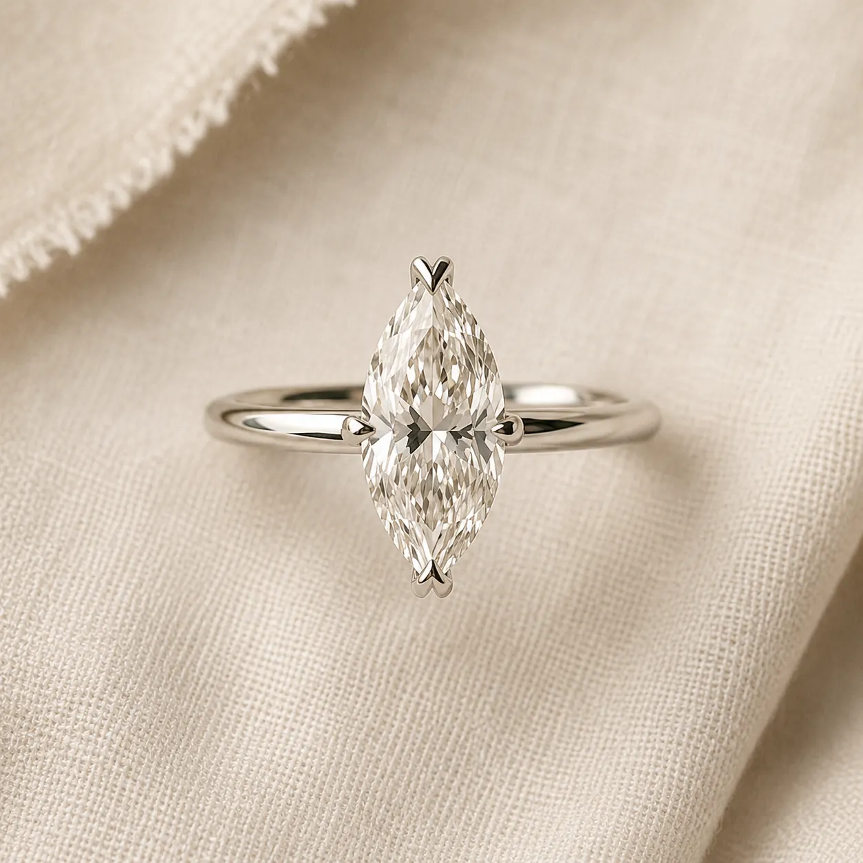 Marquise cut diamond engagement ring