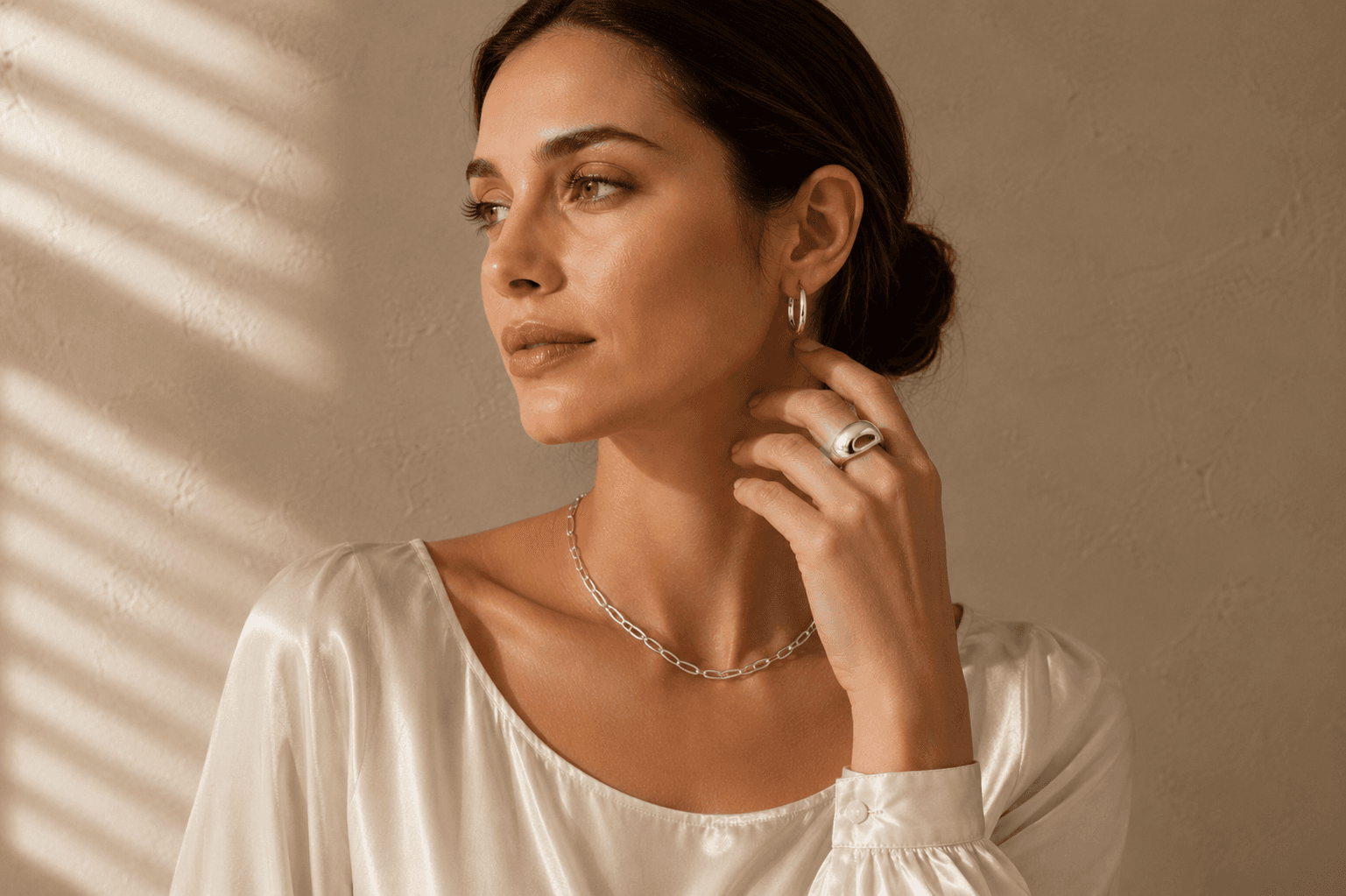 Sterling Silver jewelry worn at ATL Luxury Jewelers Atlanta showroom