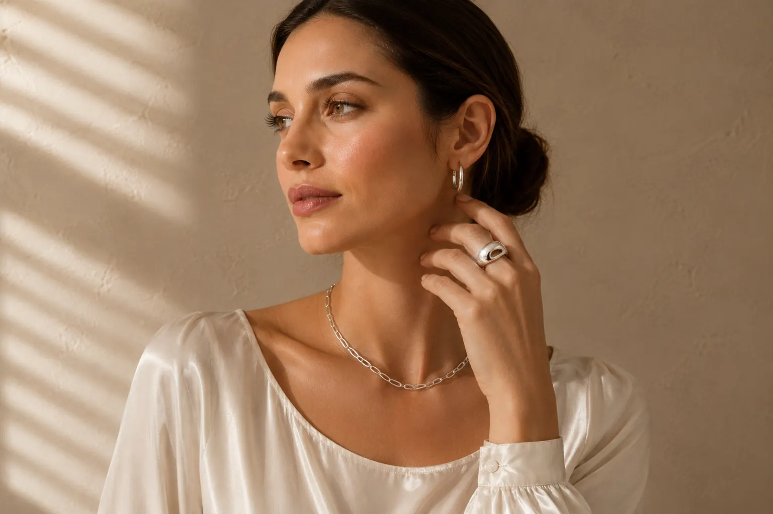 Sterling Silver jewelry worn at ATL Luxury Jewelers Atlanta showroom