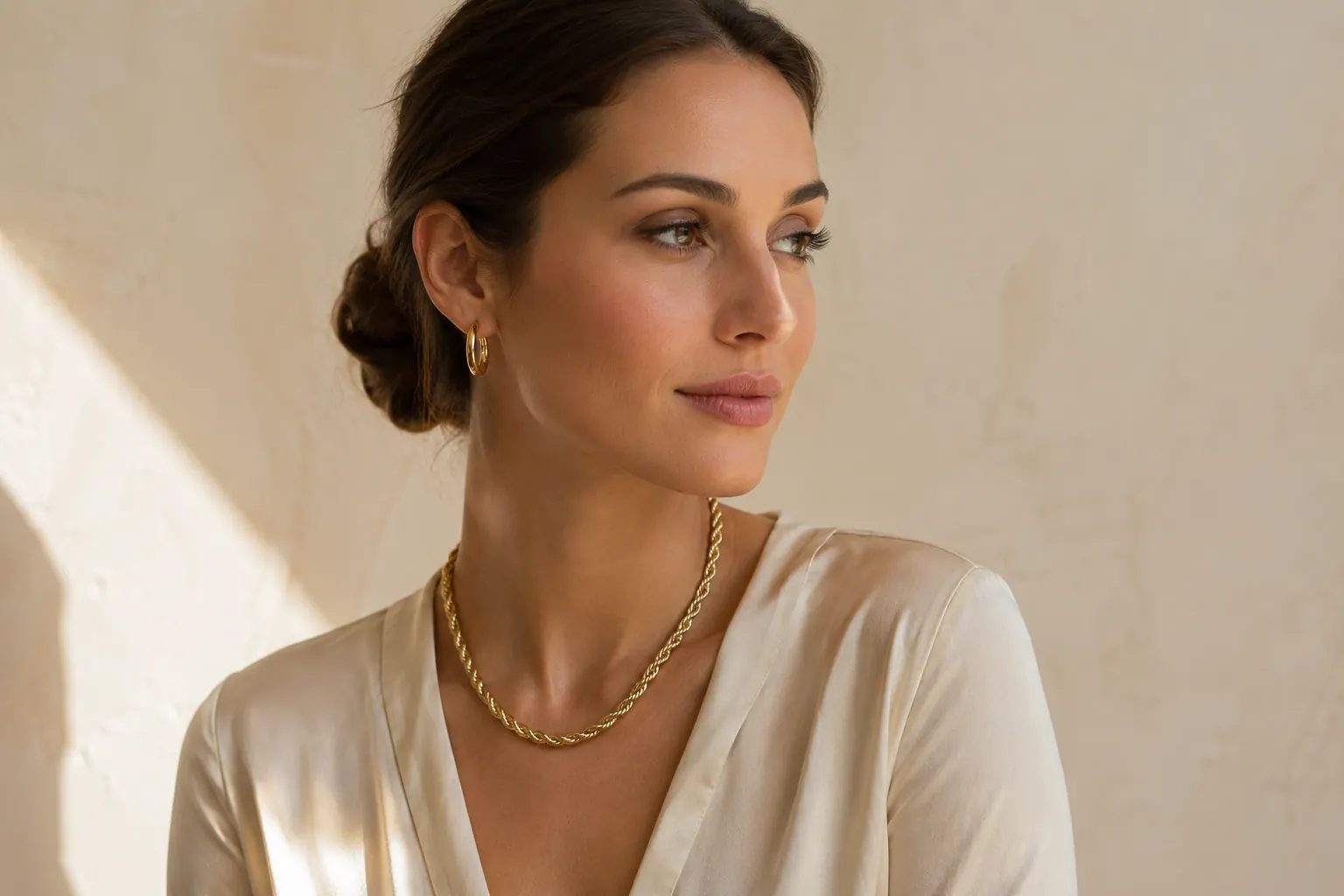 Yellow Gold jewelry worn at ATL Luxury Jewelry Atlanta showroom