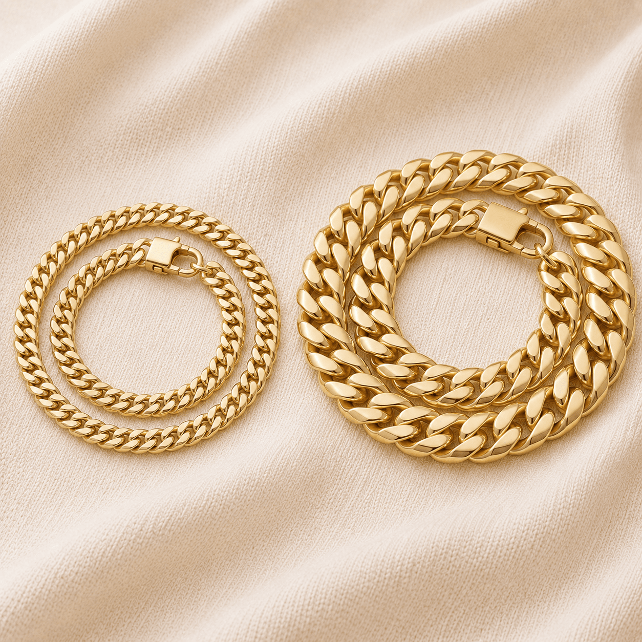 14K yellow gold Cuban link chain and Miami Cuban link chain at ATL Luxury Jewelers Atlanta