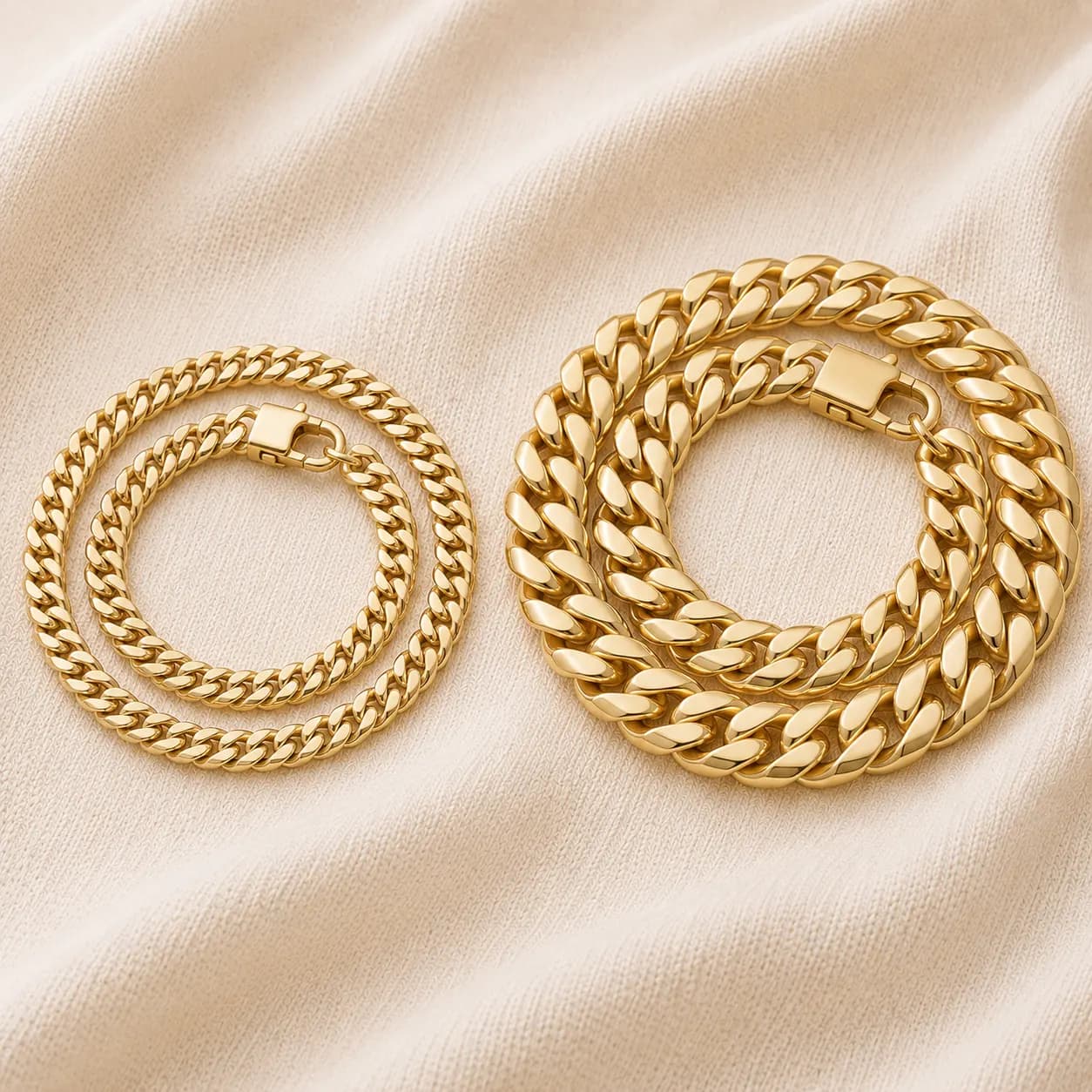 14K yellow gold Cuban link chain and Miami Cuban link chain at ATL Luxury Jewelers Atlanta