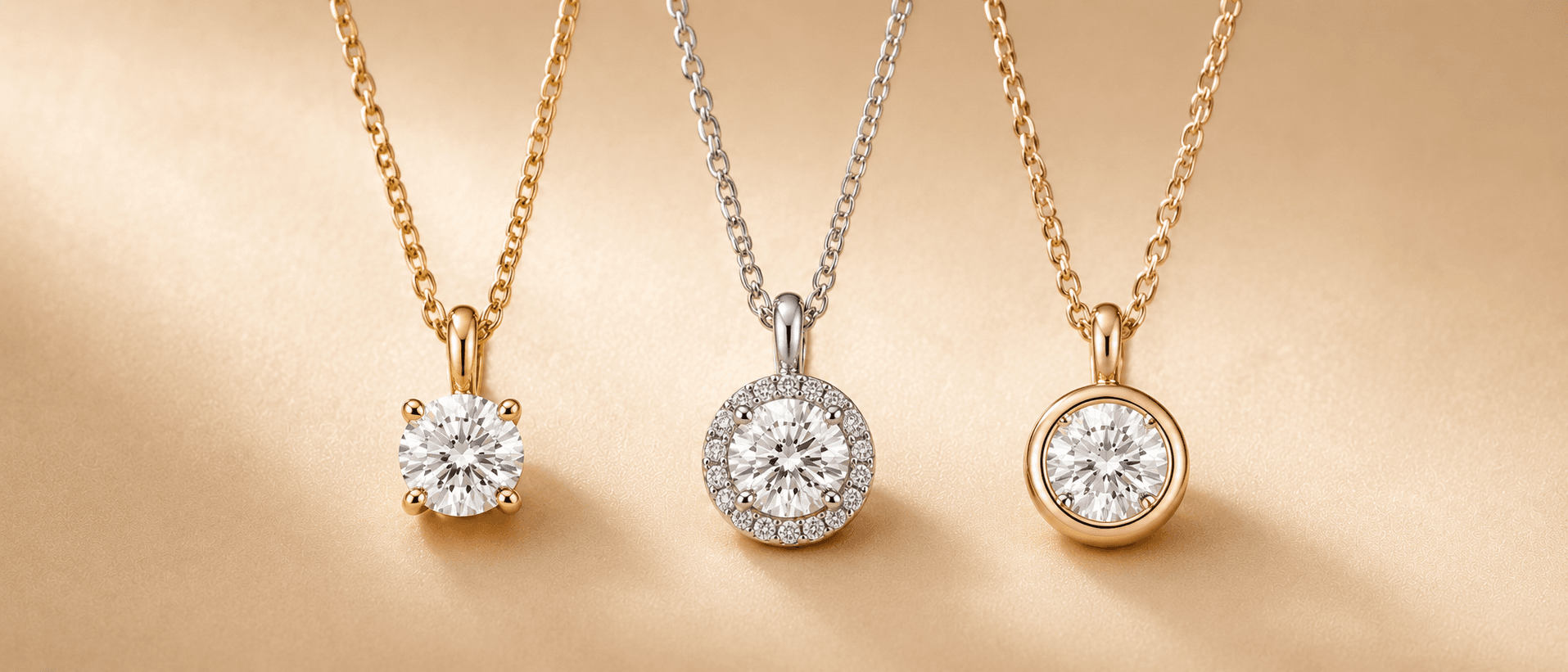 Diamond solitaire pendant on a delicate gold chain at ATL Luxury Jewelers Atlanta