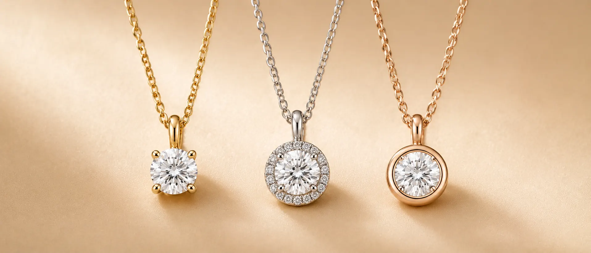 Diamond solitaire pendant on a delicate gold chain at ATL Luxury Jewelry Atlanta