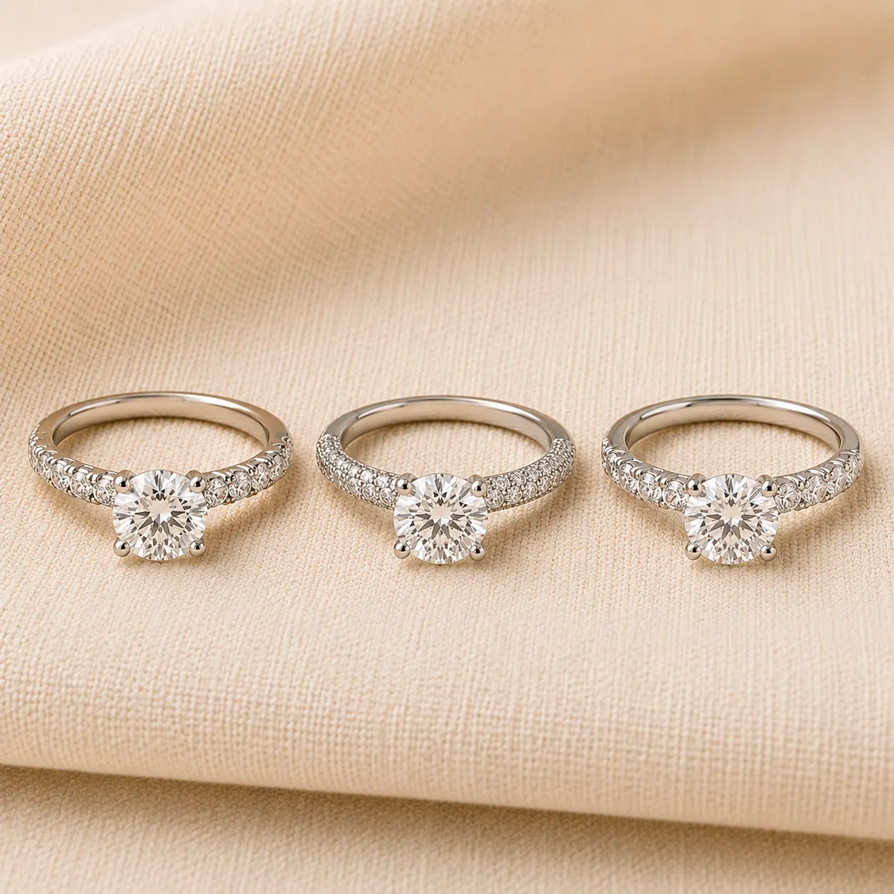 Pavé band variants — micro pavé, French pavé, and shared prong at ATL Luxury Jewelry Atlanta