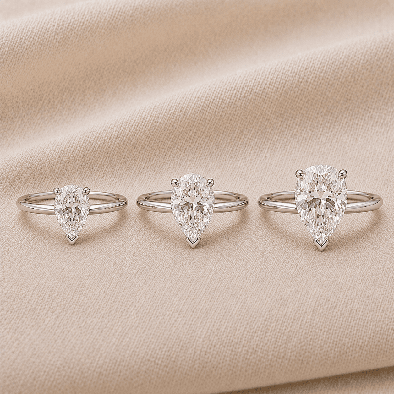 Pear shaped engagement rings in 1, 2, and 3 carat sizes at ATL Luxury Jewelers Atlanta