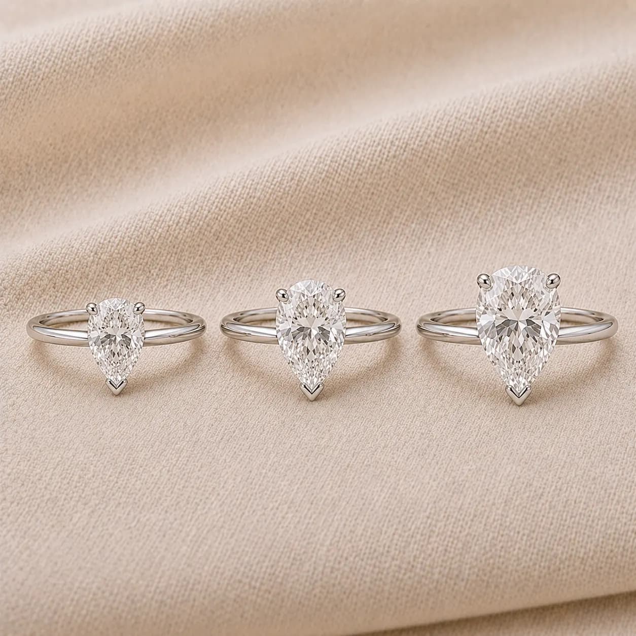 Pear shaped engagement rings in 1, 2, and 3 carat sizes at ATL Luxury Jewelers Atlanta