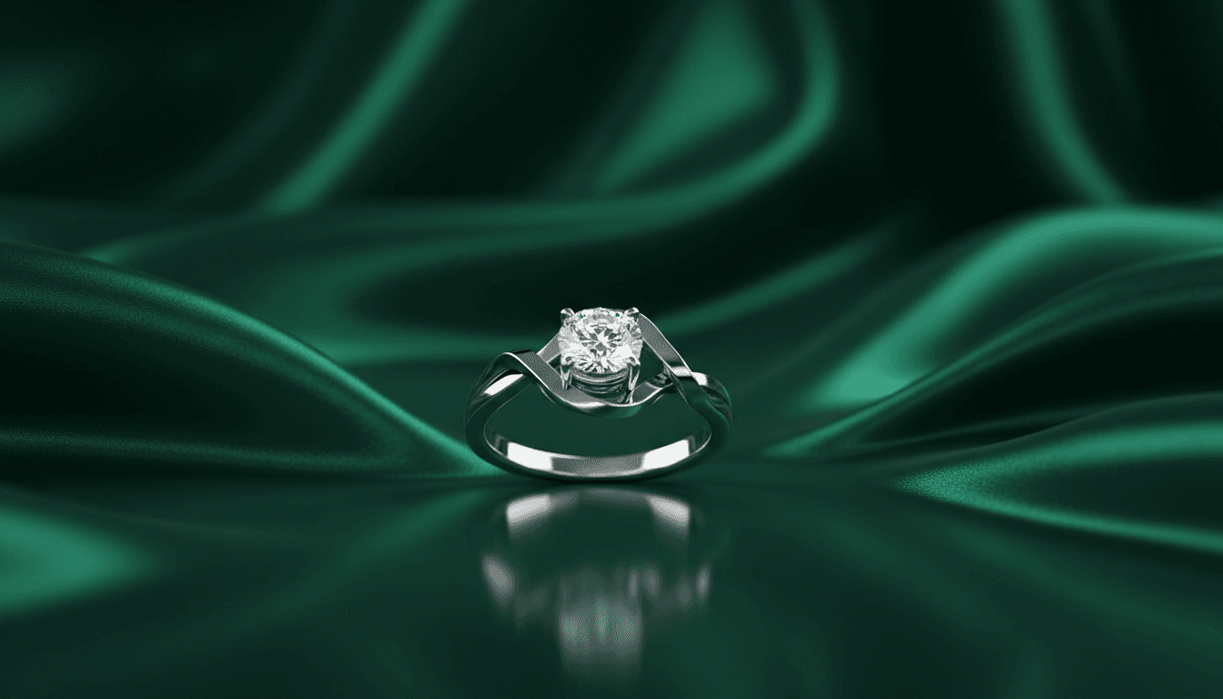 Custom twisted gold engagement ring with brilliant diamond