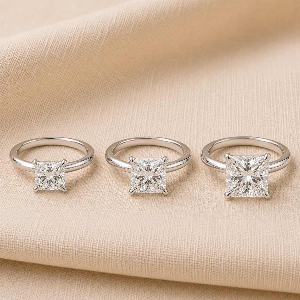 Princess cut engagement rings in 1, 2, and 3 carat sizes at ATL Luxury Jewelry Atlanta