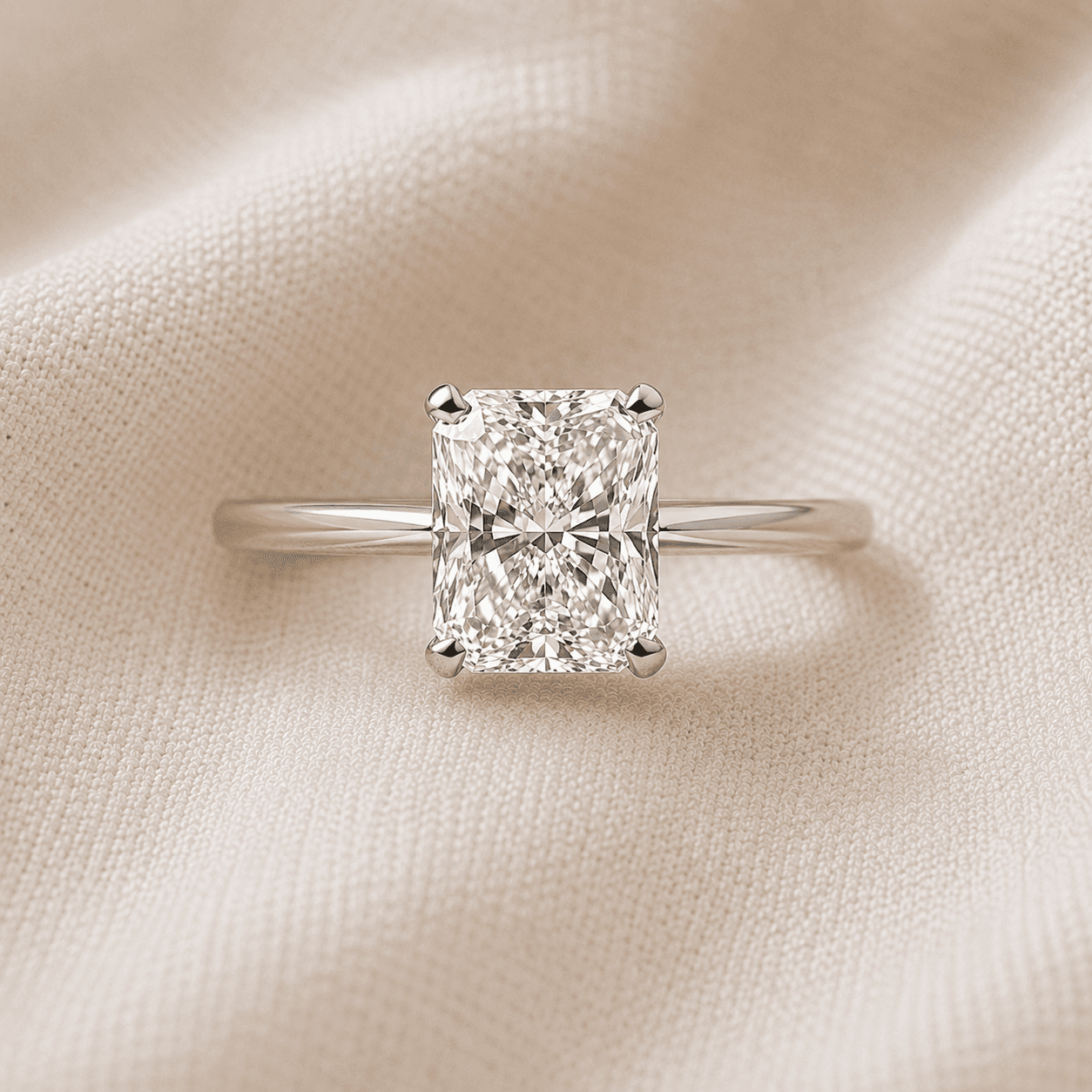 Radiant cut diamond engagement ring