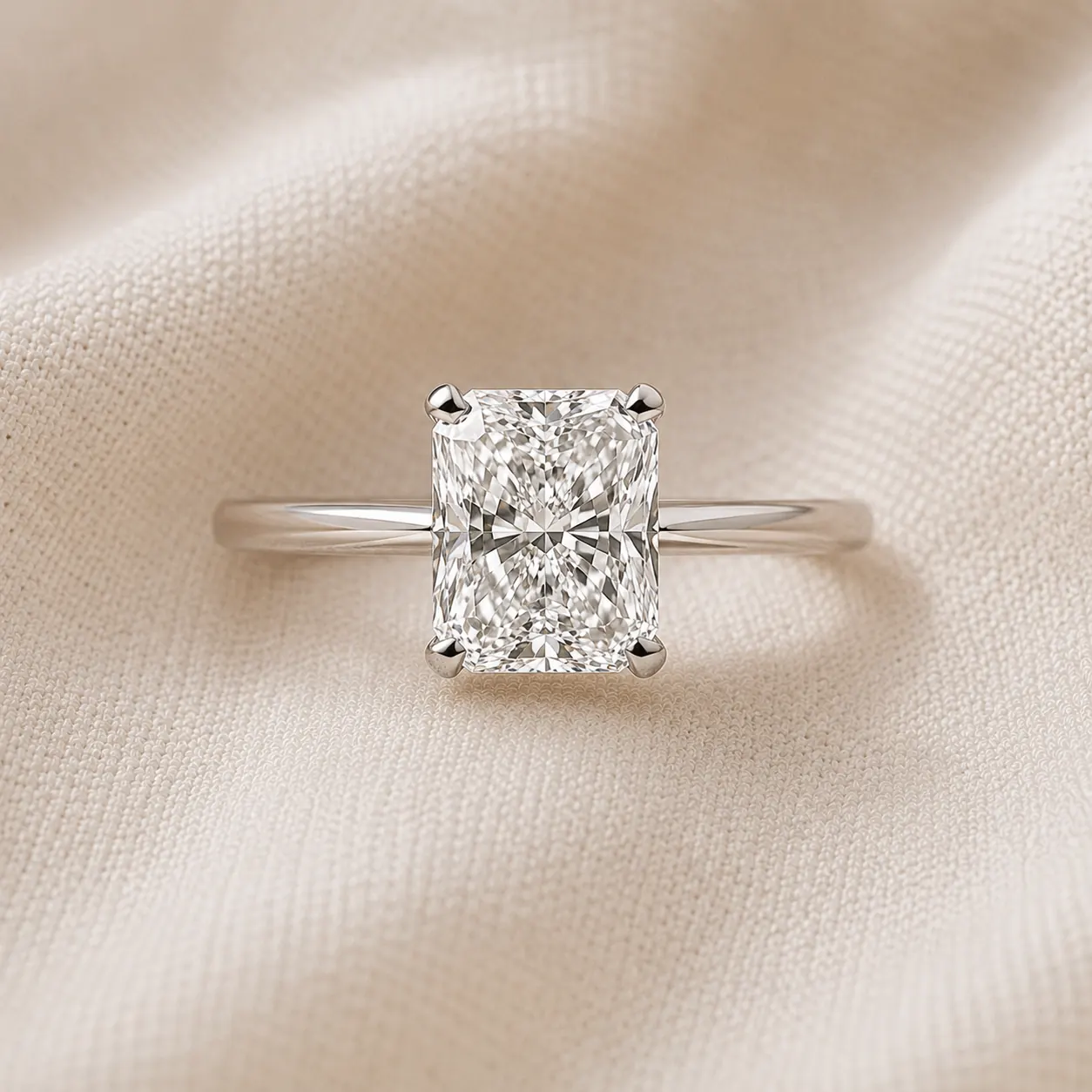 Radiant cut diamond engagement ring