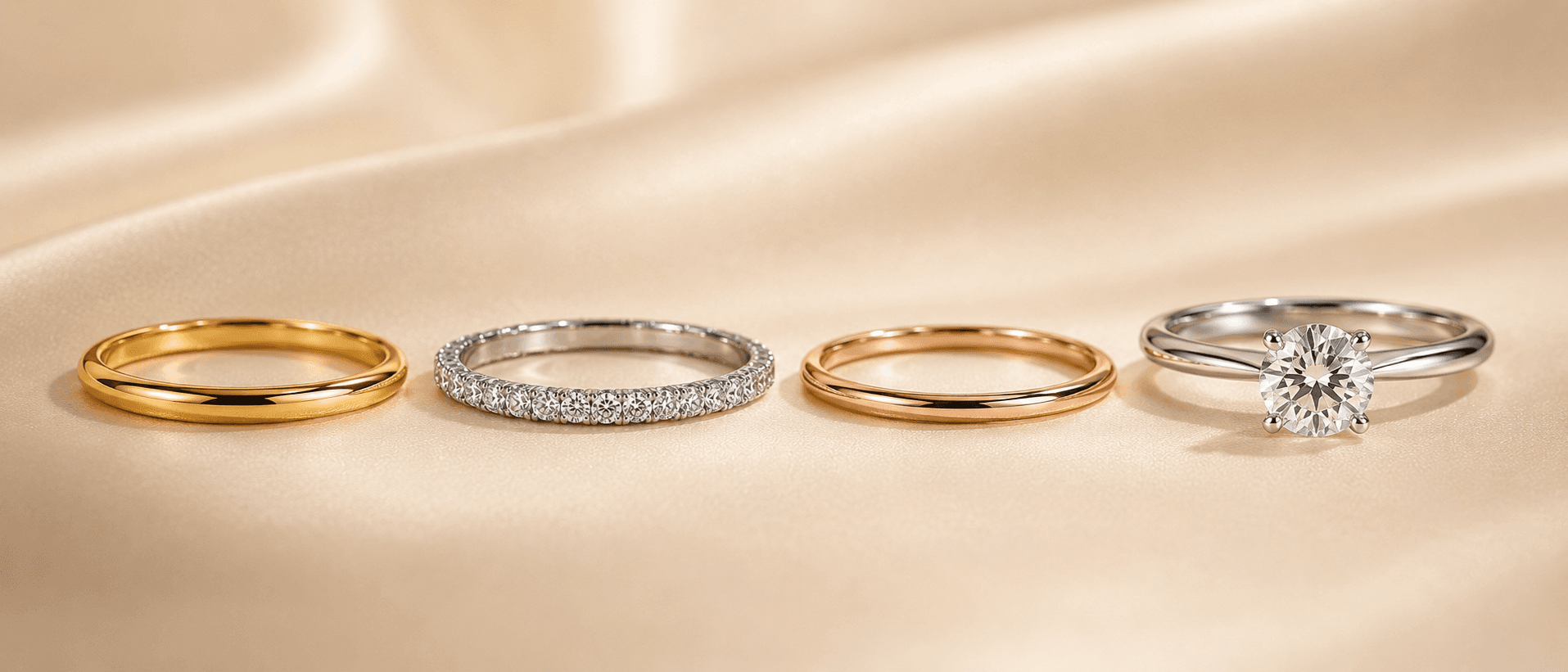 Stack of diamond and gold fashion rings at ATL Luxury Jewelers Atlanta