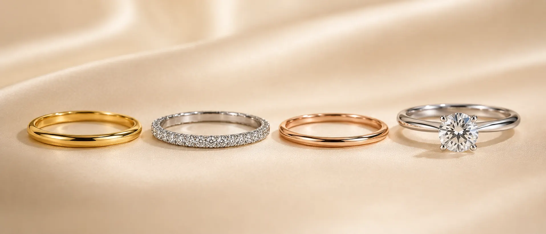 Stack of diamond and gold fashion rings at ATL Luxury Jewelry Atlanta
