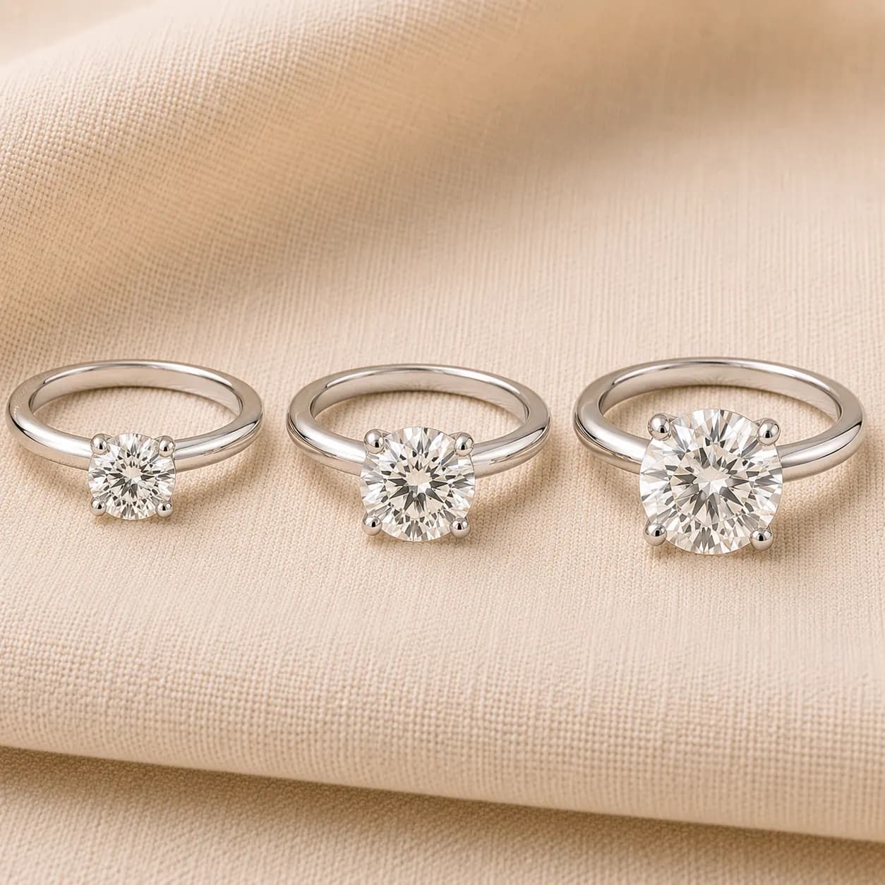 Round engagement rings in 1, 2, and 3 carat sizes at ATL Luxury Jewelers Atlanta