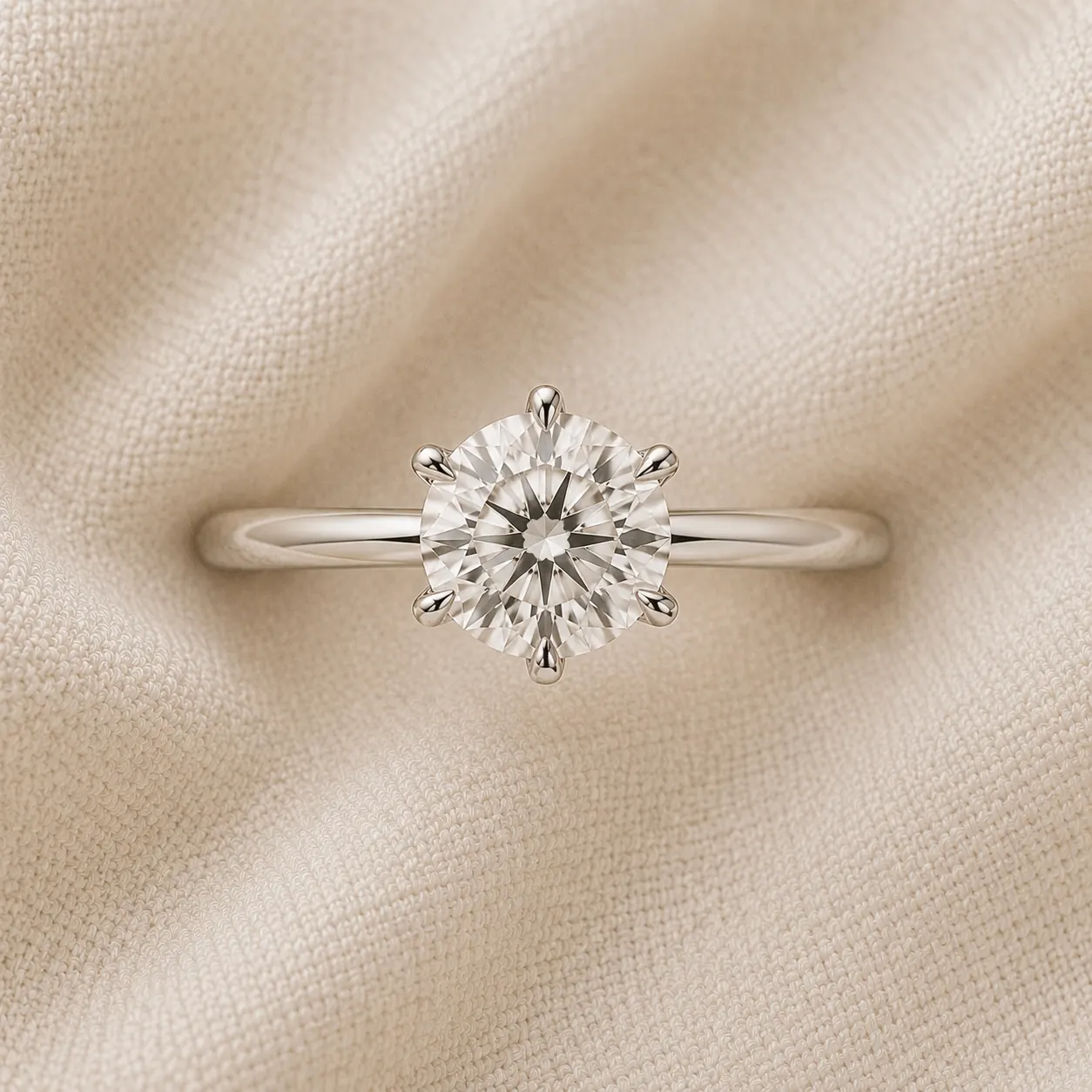 Round brilliant solitaire engagement ring in platinum