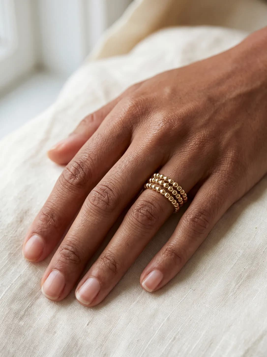 Stackable Rings worn on a hand