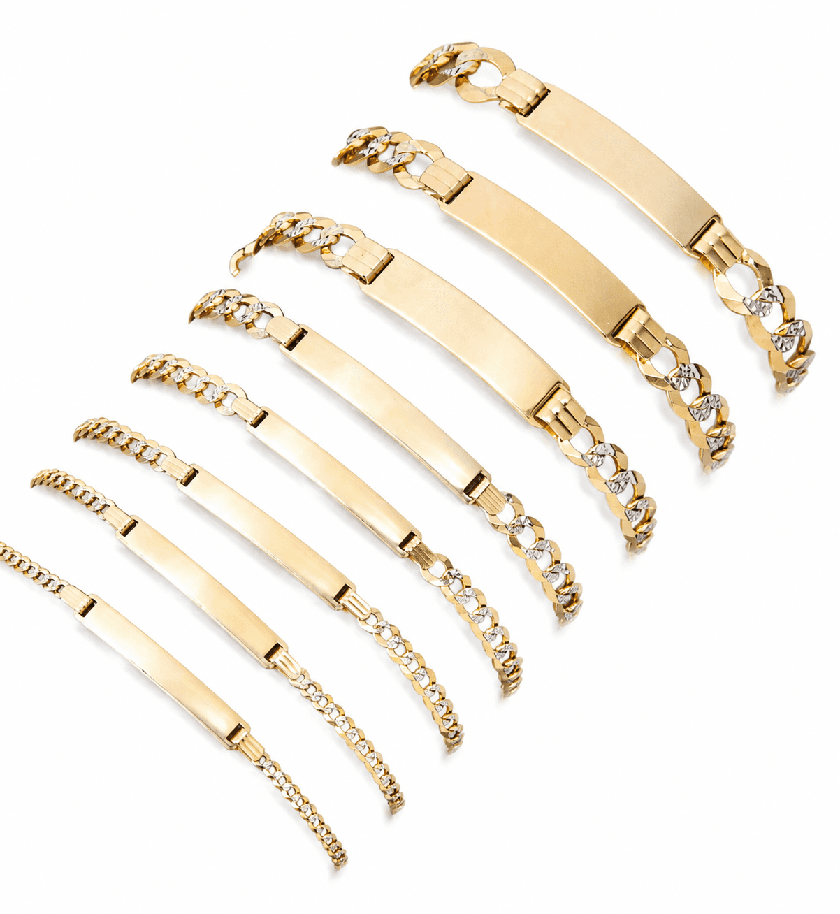 Solid 14K Two-tone Gold Curb Bracelet, 4mm Wide, Made To Order.