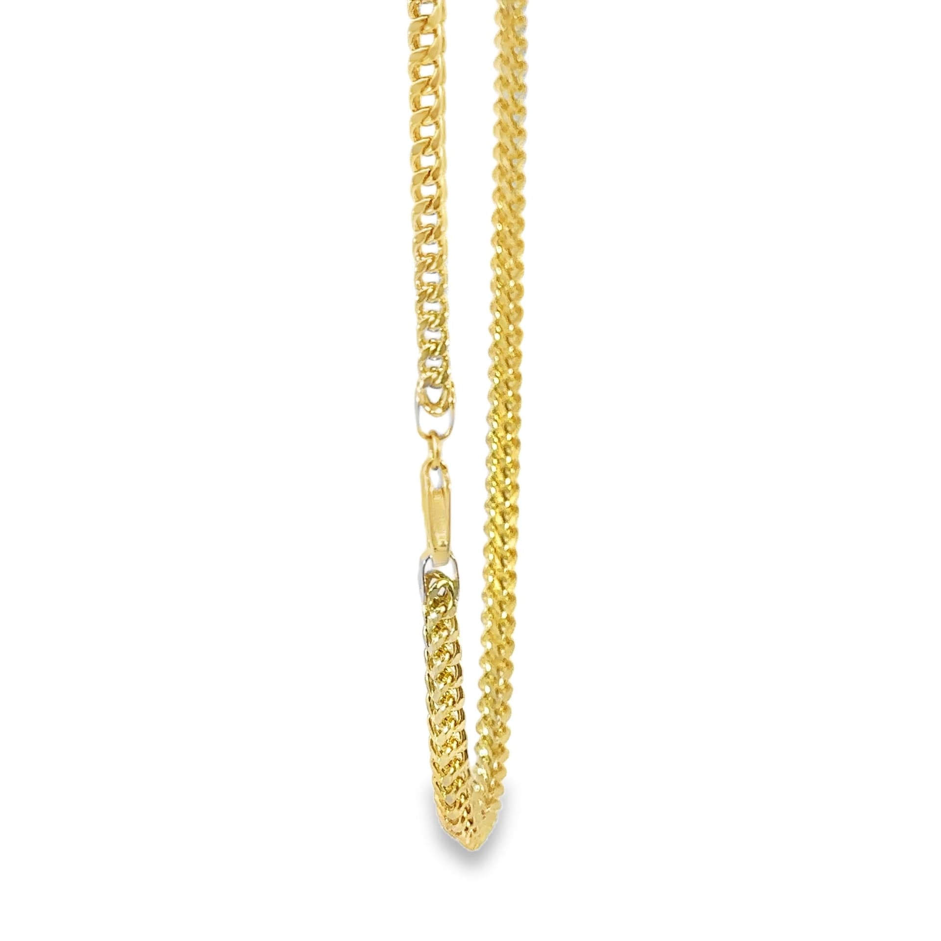 Hollow 14K Yellow Gold Franco Chain, 4mm Wide, Made To Order., view 5
