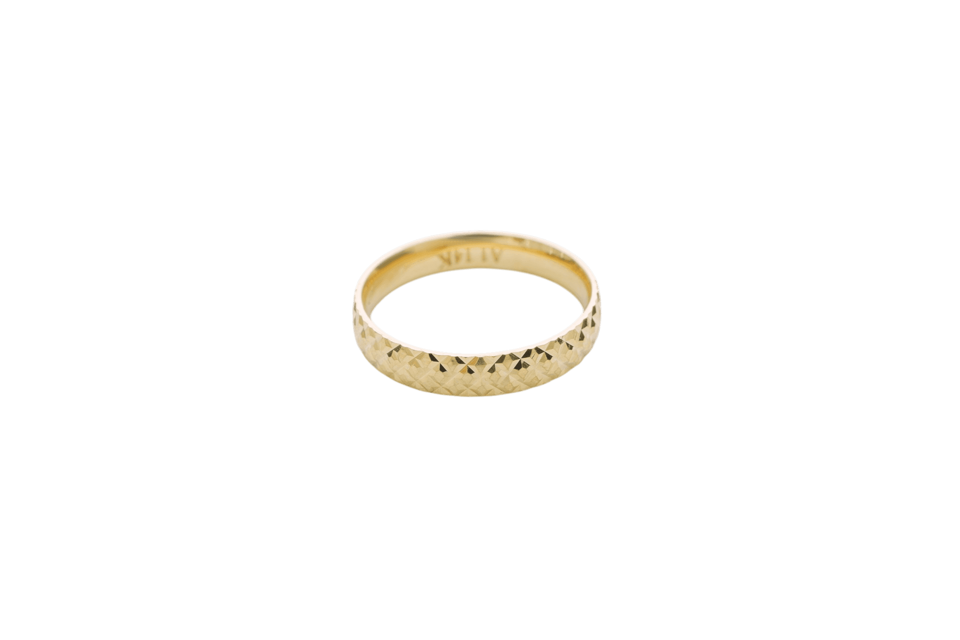 Solid 14K Yellow Gold Band, Diamond-cut Finish, 4mm Wide, Made To Order.