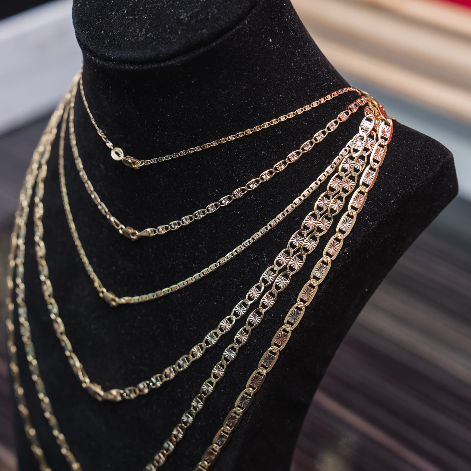 Solid 14K Tri-tone Gold Square Valentino Chain, 2mm Wide, Made To Order.