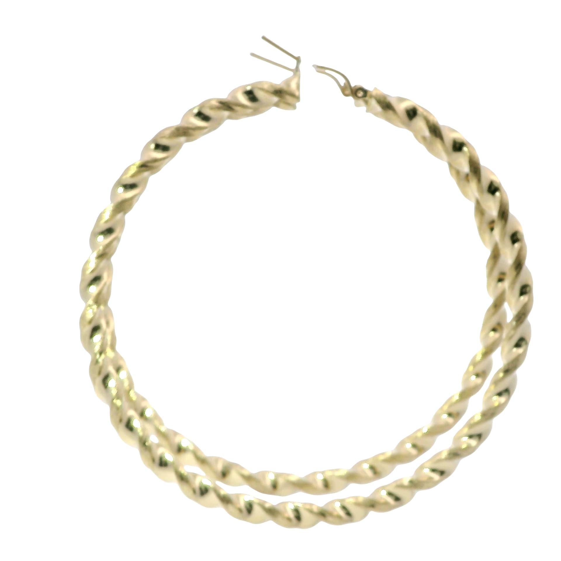 Hollow 14K Yellow Gold Hoop Earrings, Made To Order., view 3