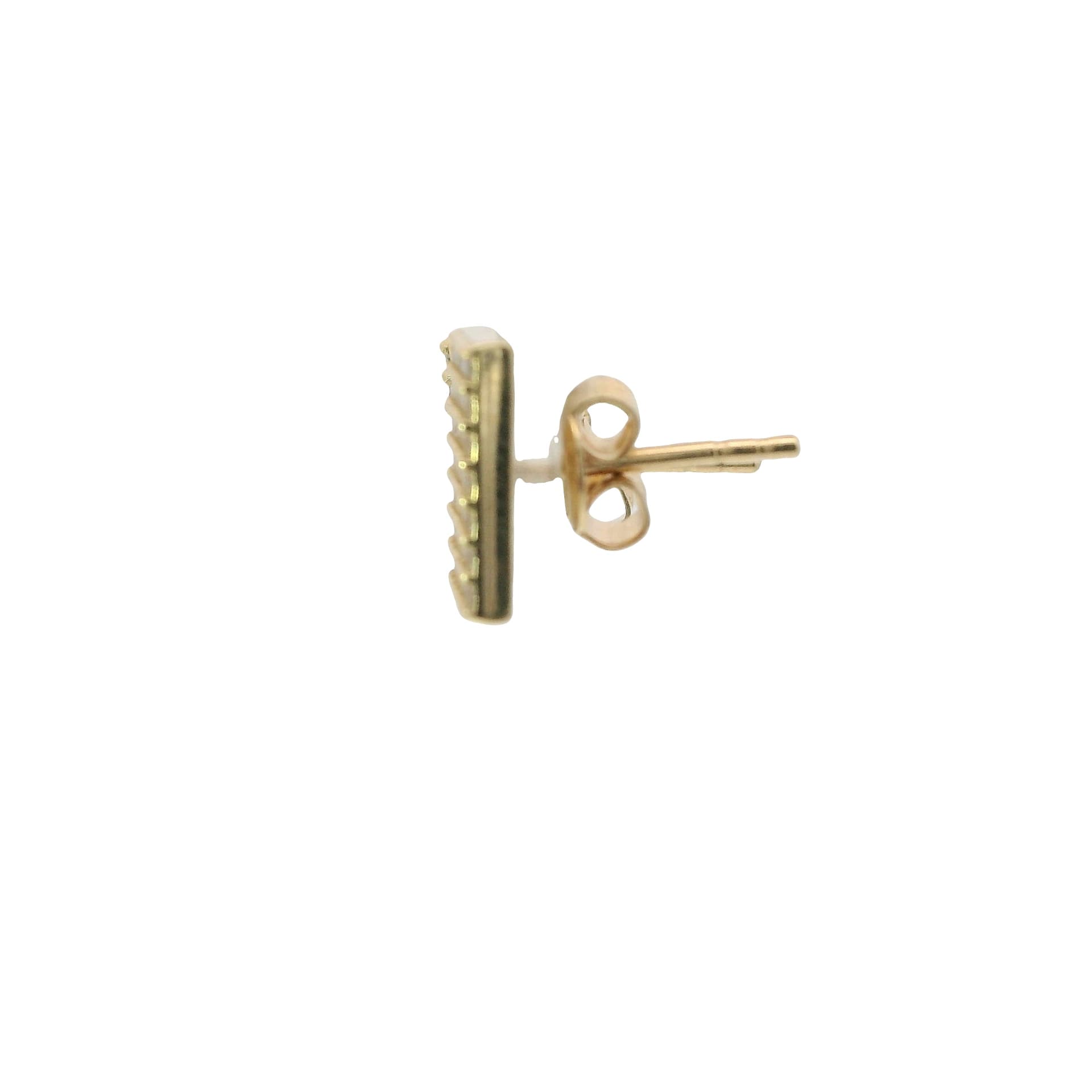 Solid 14K Yellow Gold Stud Earrings, Set with Cubic Zirconia (CZ), Made To Order., view 3