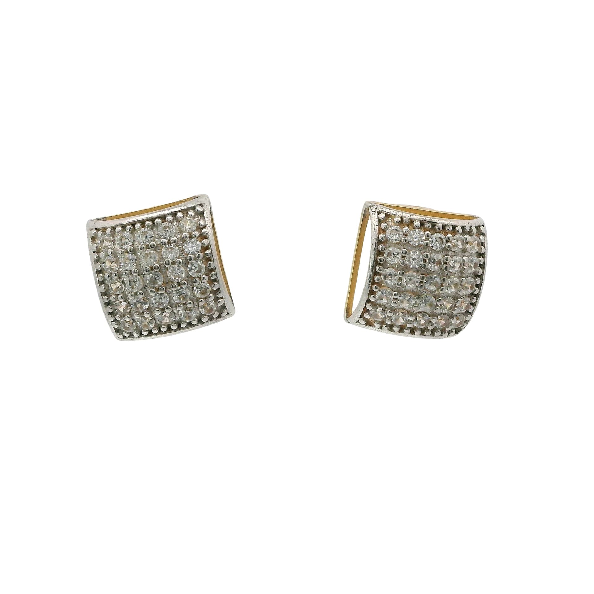 14K Two-Tone Gold Stud with Cubic Zirconia