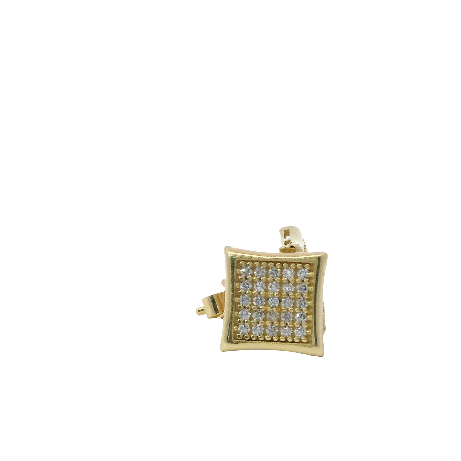 Solid 14K Yellow Gold Stud Earrings, Set with Cubic Zirconia (CZ), Made To Order.