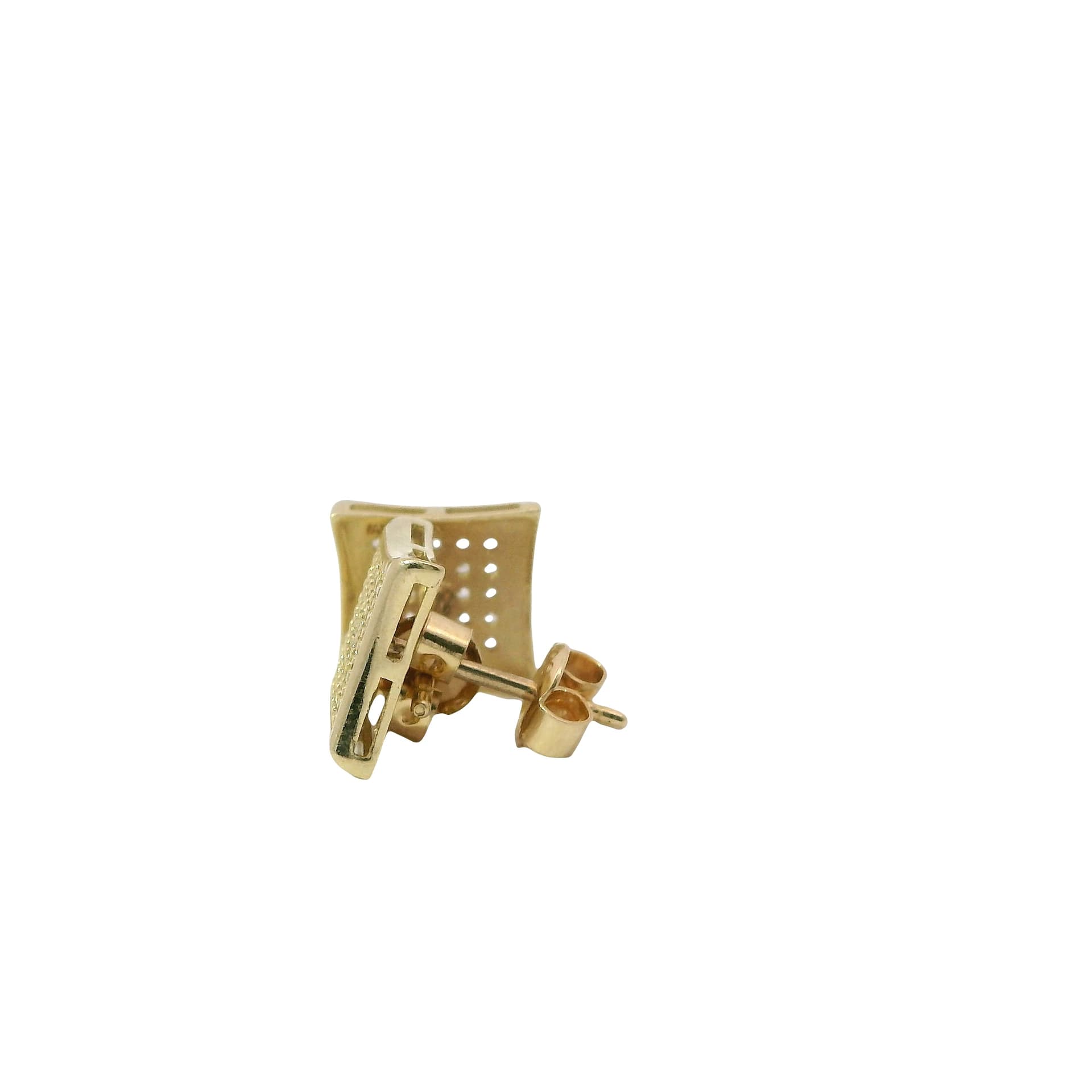 Solid 14K Yellow Gold Stud Earrings, Set with Cubic Zirconia (CZ), Made To Order., view 4