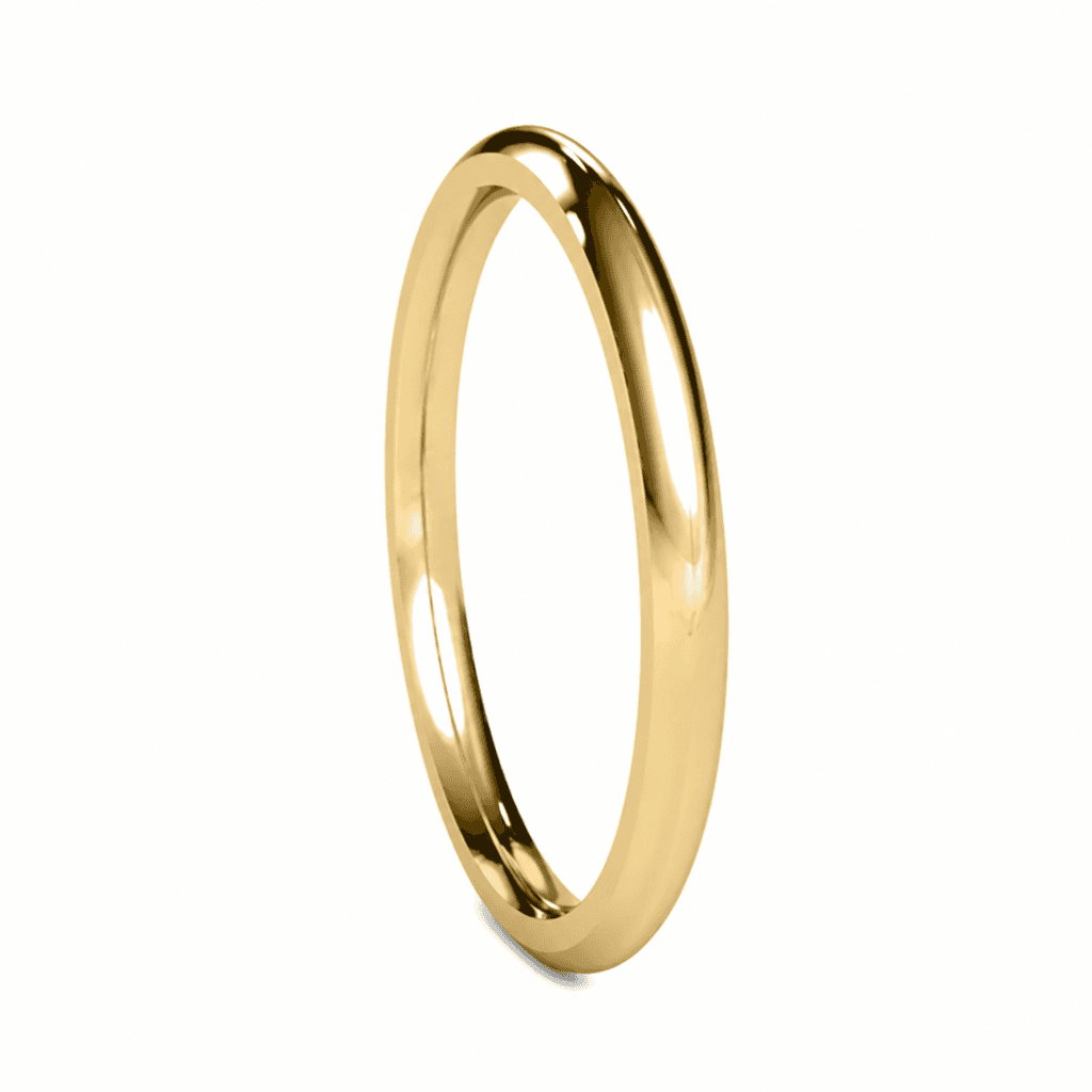 Solid 14K Yellow Gold Band, 2mm Wide, Made To Order.