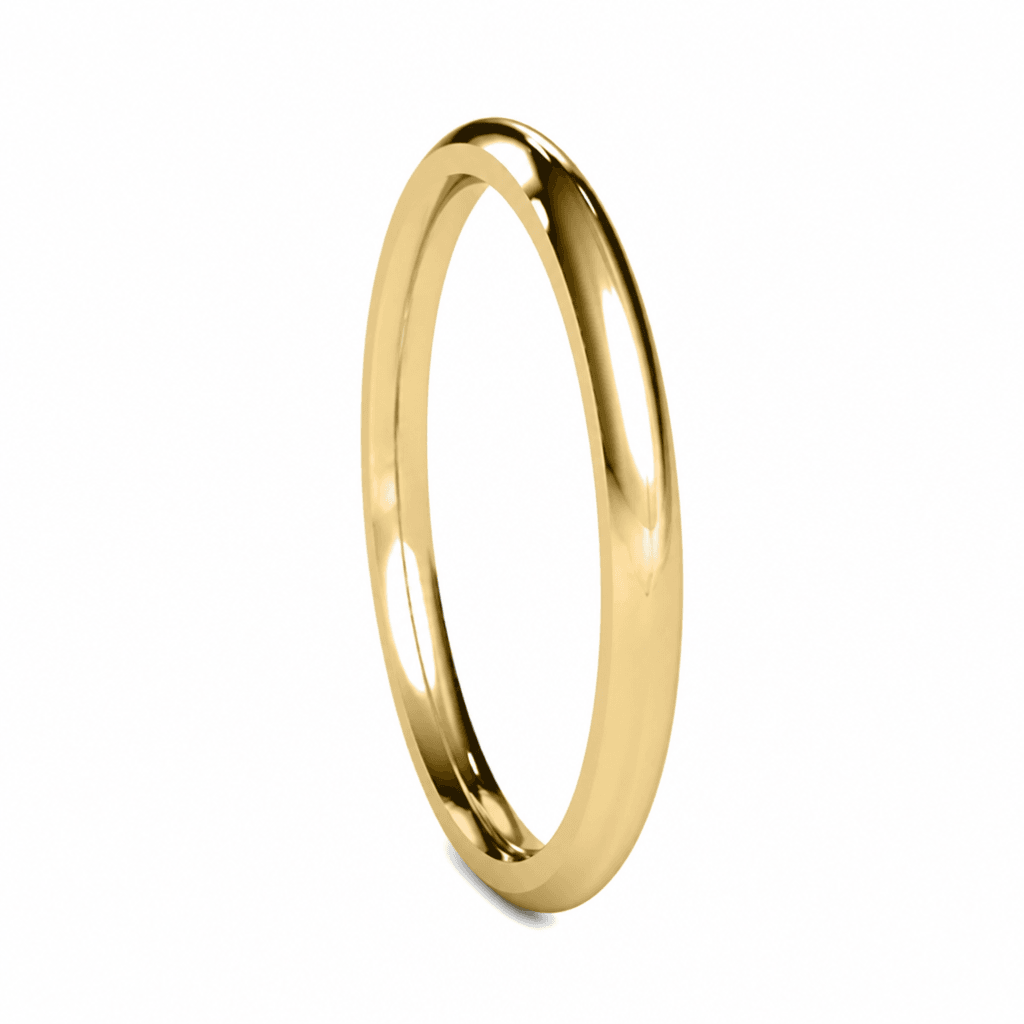 Solid 14K Yellow Gold Band, 2mm Wide, Made To Order.