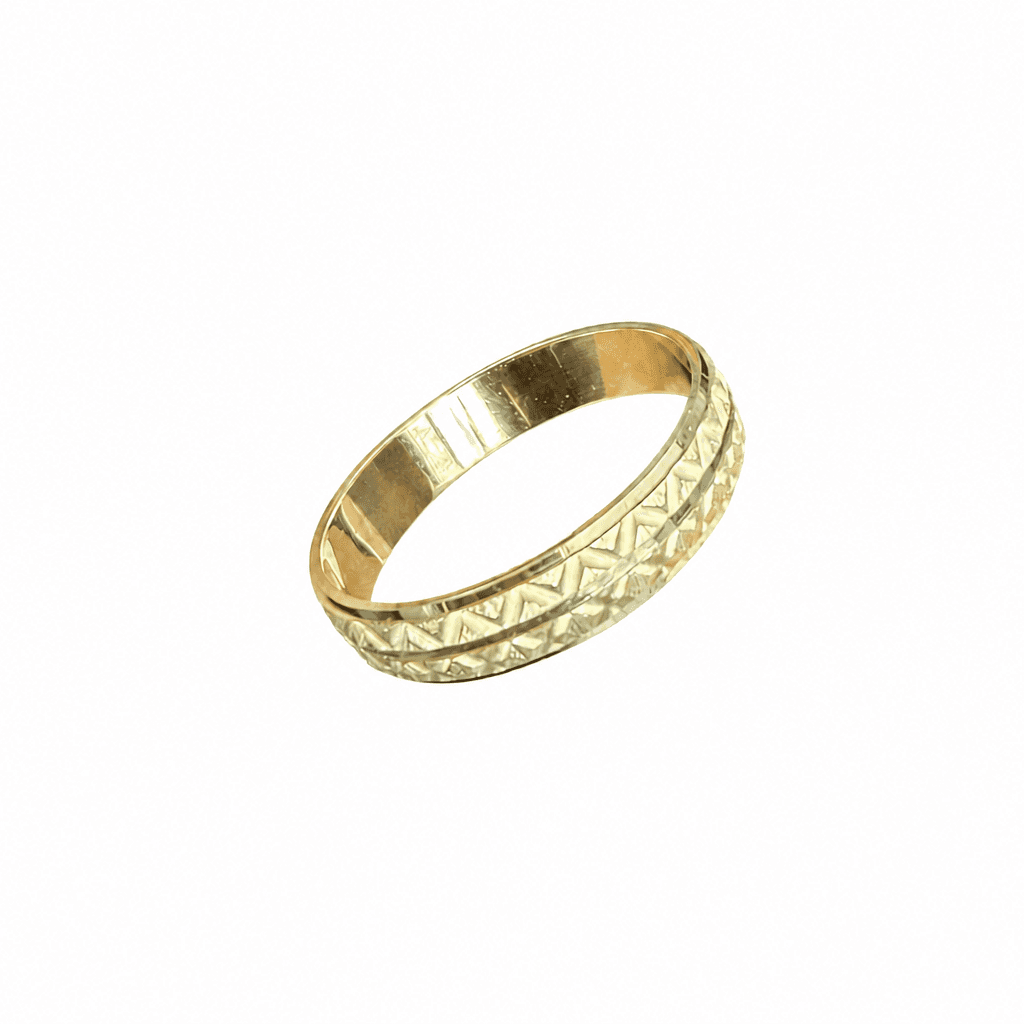 Hollow 14K Yellow Gold Band, Diamond-cut Finish, 4mm Wide, Made To Order.
