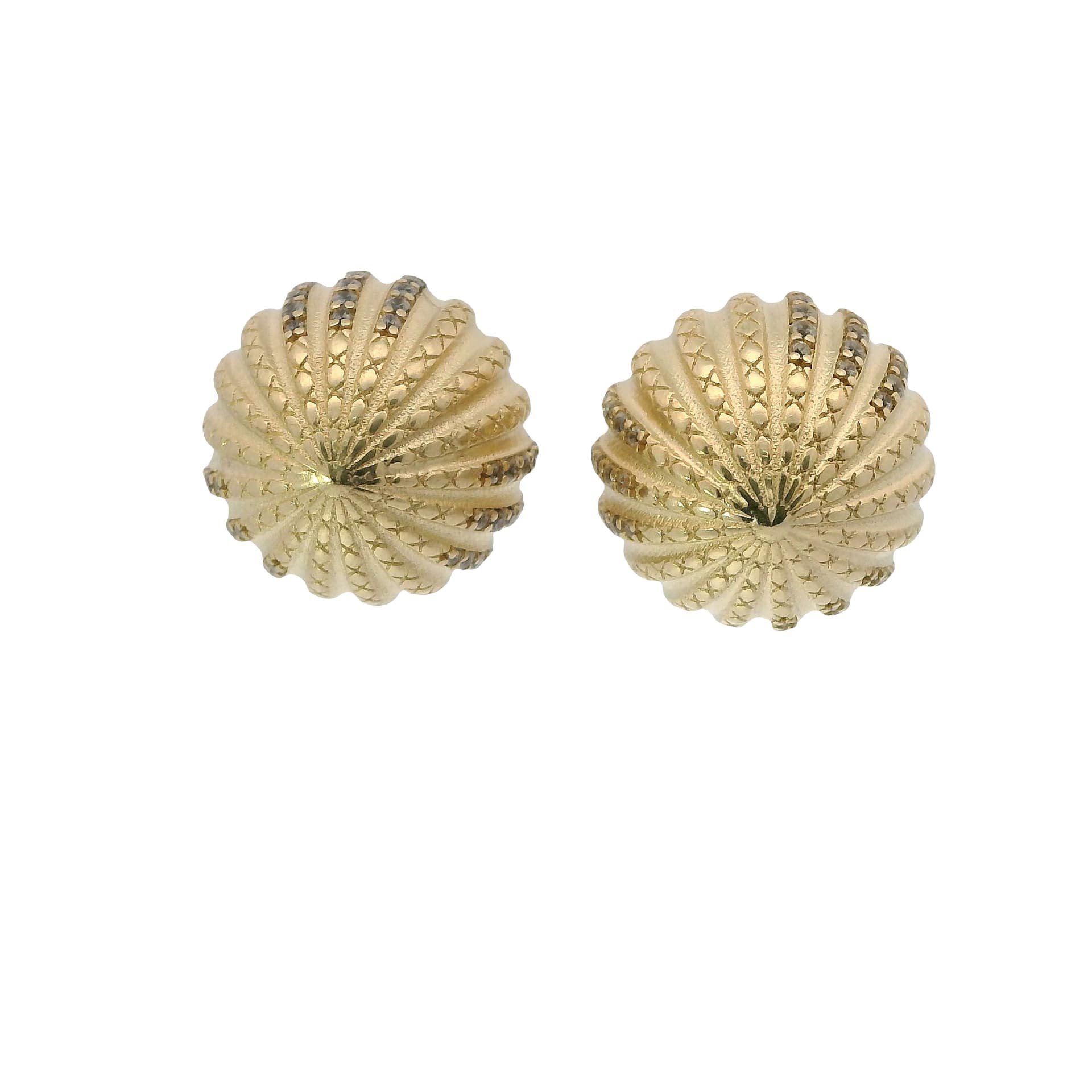 Solid 14K Yellow Gold Stud Earrings, Set with Cubic Zirconia (CZ), Made To Order.