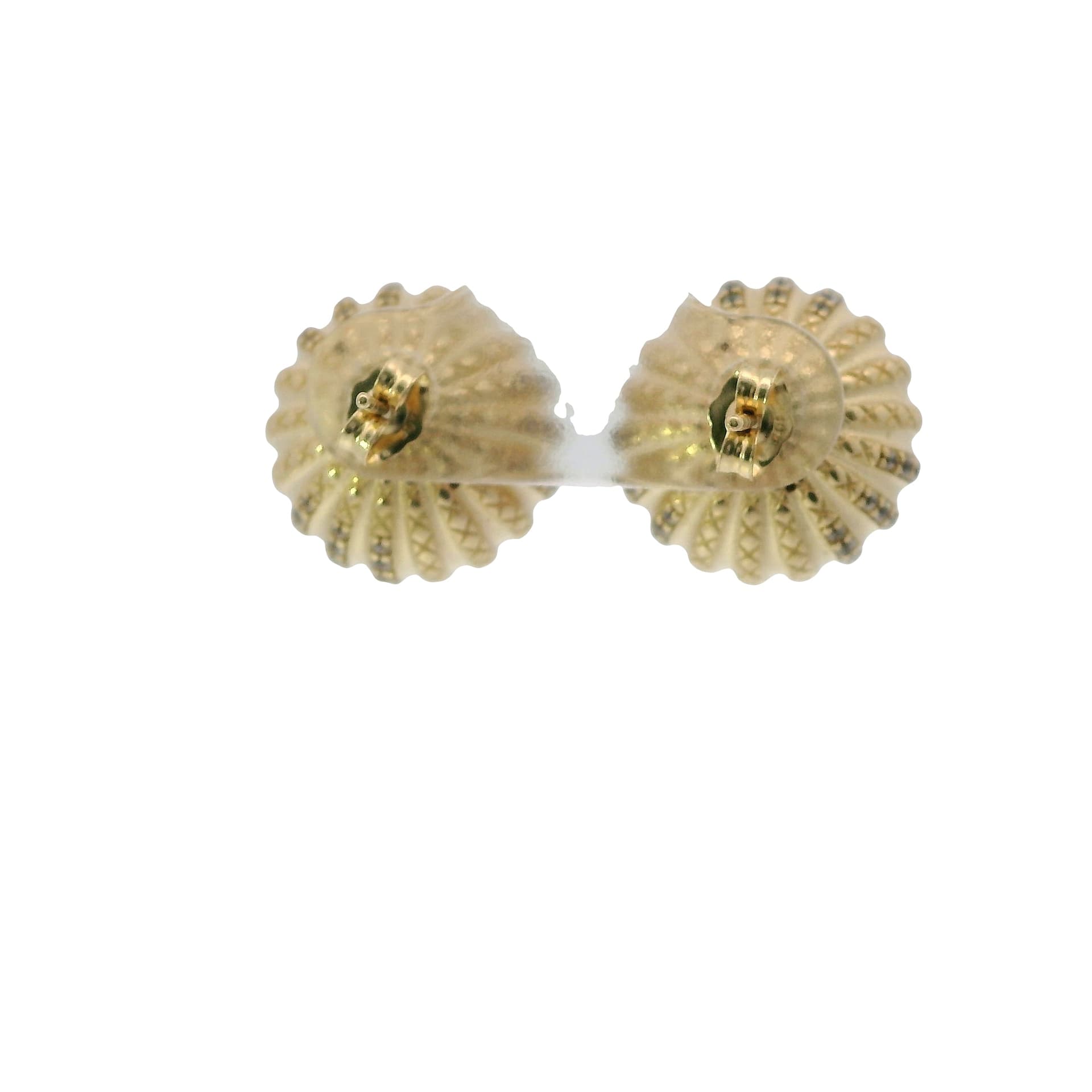 Solid 14K Yellow Gold Stud Earrings, Set with Cubic Zirconia (CZ), Made To Order., view 4