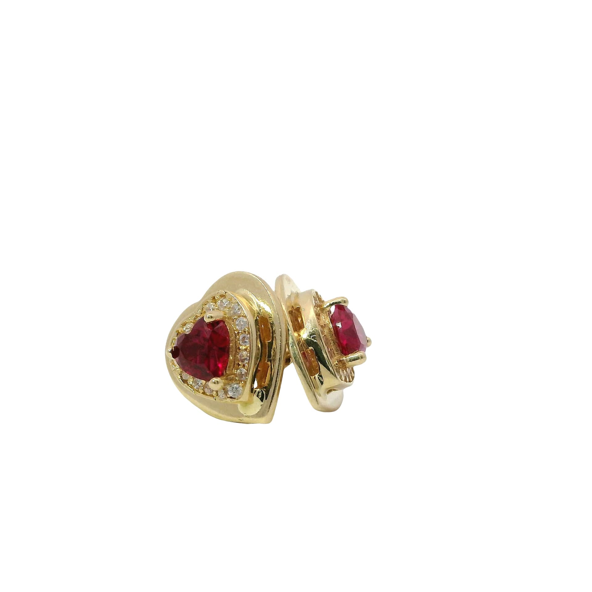 Solid 14K Yellow Gold Stud Earrings, Set with Cubic Zirconia (CZ), Made To Order., view 3