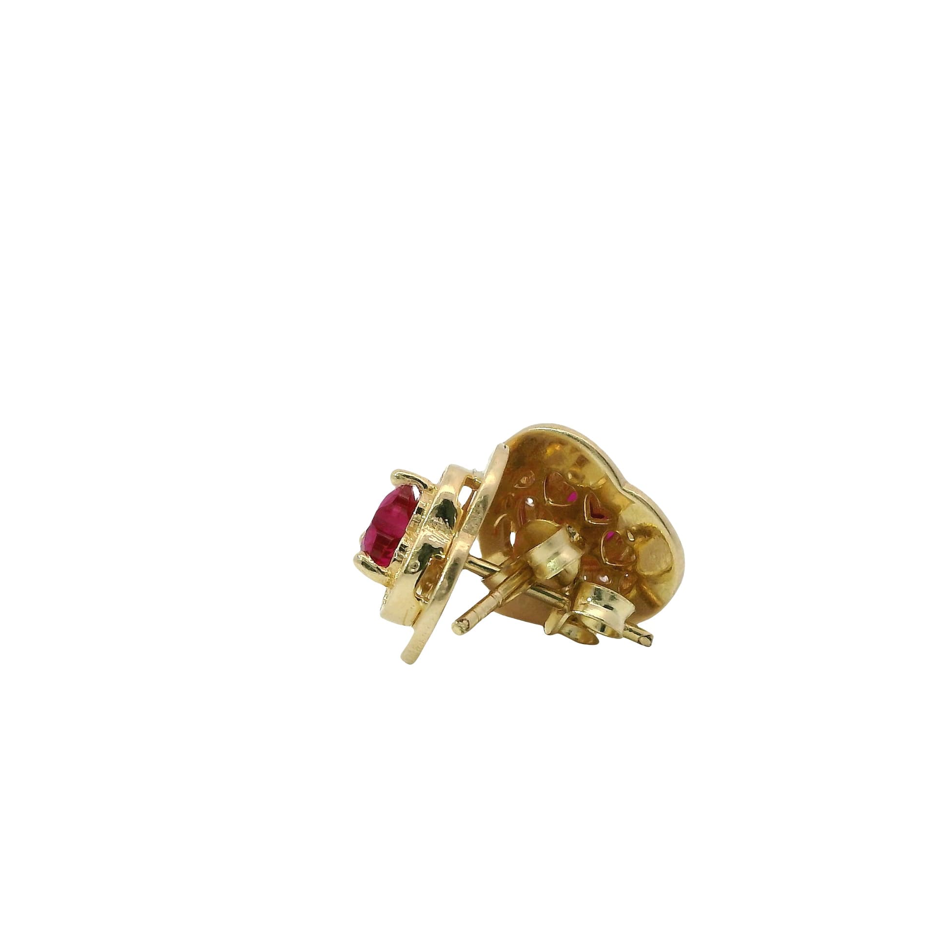 Solid 14K Yellow Gold Stud Earrings, Set with Cubic Zirconia (CZ), Made To Order., view 4