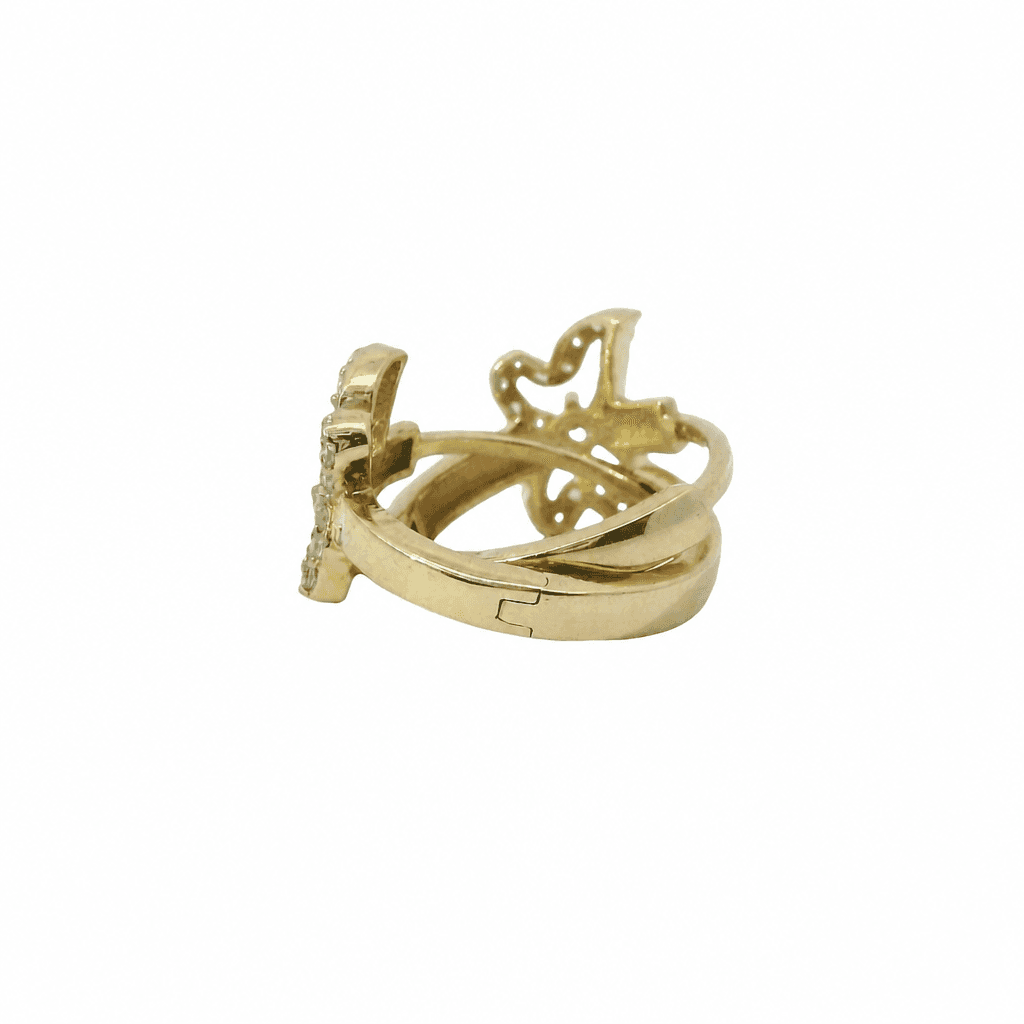 Solid 14K Yellow Gold Huggie Earrings, Set with Cubic Zirconia (CZ), Made To Order., view 4