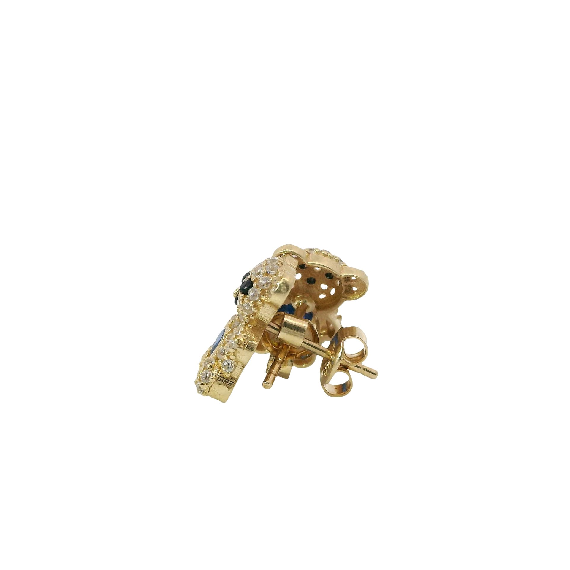 Solid 14K Yellow Gold Stud Earrings, Set with Cubic Zirconia (CZ), Made To Order., view 3