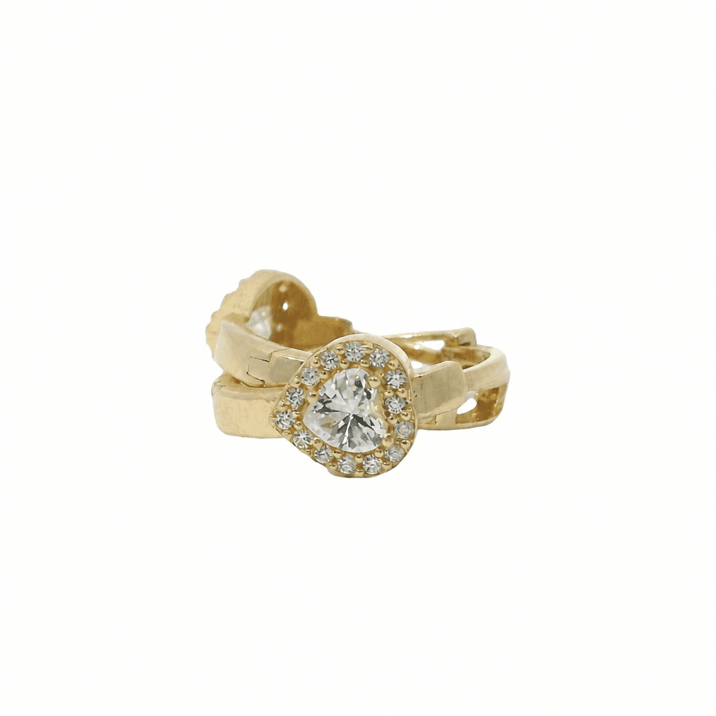 Solid 14K Yellow Gold Huggie Earrings, Set with Cubic Zirconia (CZ), Made To Order.