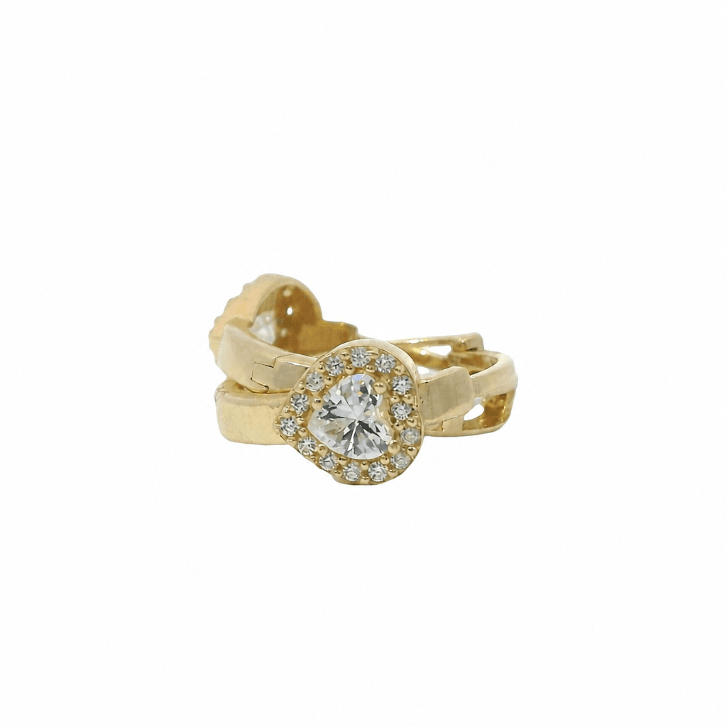 Solid 14K Yellow Gold Huggie Earrings, Set with Cubic Zirconia (CZ), Made To Order.