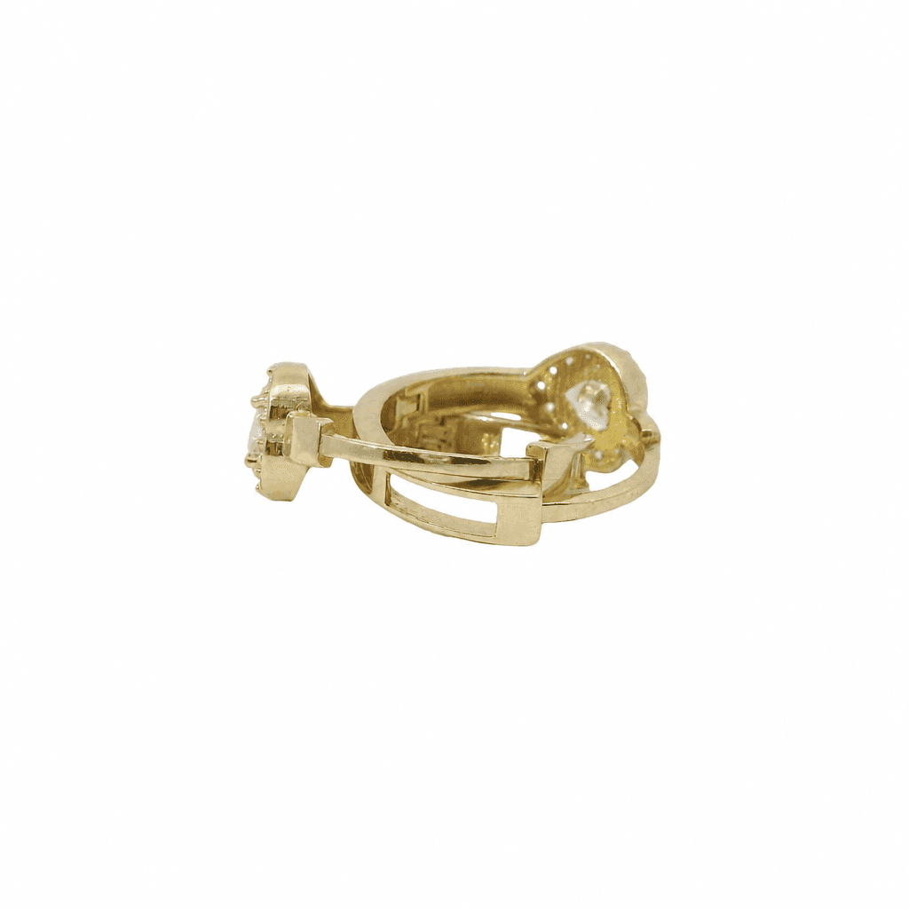 Solid 14K Yellow Gold Huggie Earrings, Set with Cubic Zirconia (CZ), Made To Order., view 3