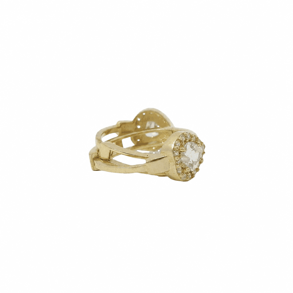 Solid 14K Yellow Gold Huggie Earrings, Set with Cubic Zirconia (CZ), Made To Order., view 4
