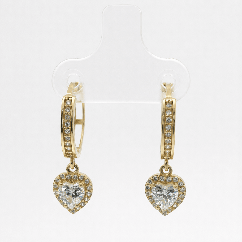 Solid 14K Yellow Gold Huggie Earrings, Set with Cubic Zirconia (CZ), Made To Order.