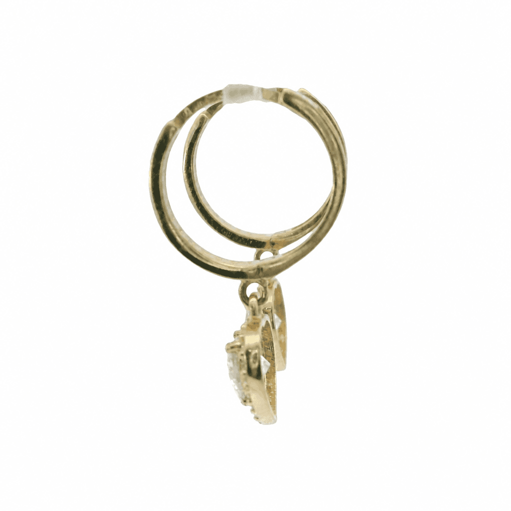 Solid 14K Yellow Gold Huggie Earrings, Set with Cubic Zirconia (CZ), Made To Order., view 3