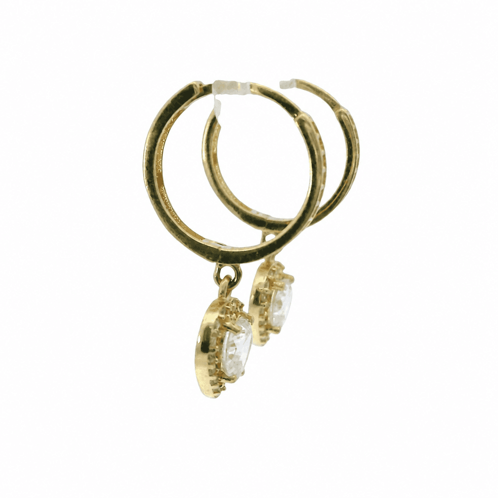 Solid 14K Yellow Gold Huggie Earrings, Set with Cubic Zirconia (CZ), Made To Order., view 4