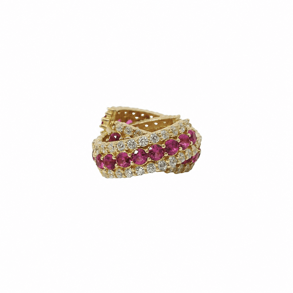 Solid 14K Yellow Gold Huggie Earrings, Set with Cubic Zirconia (CZ), Made To Order.