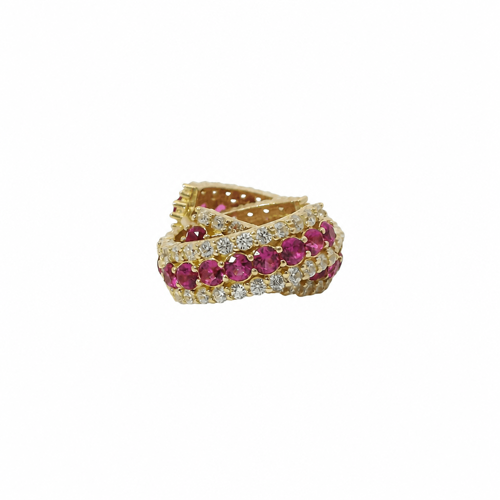 Solid 14K Yellow Gold Huggie Earrings, Set with Cubic Zirconia (CZ), Made To Order.