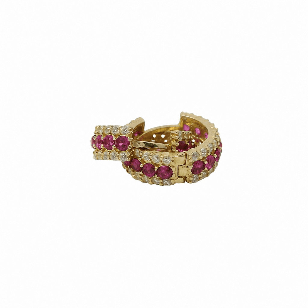 Solid 14K Yellow Gold Huggie Earrings, Set with Cubic Zirconia (CZ), Made To Order., view 4