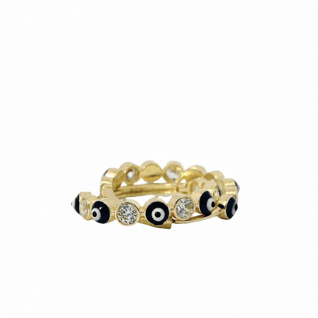 Solid 14K Yellow Gold Huggie Earrings, Set with Cubic Zirconia (CZ), Made To Order., view 3